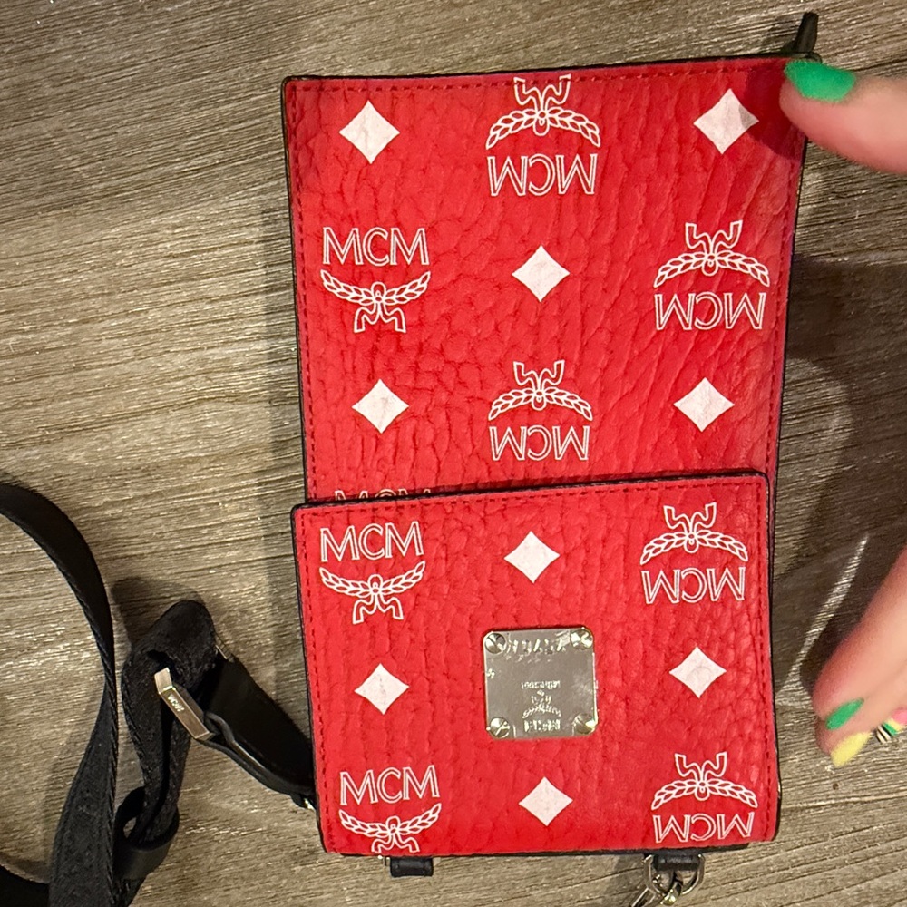 MCM Red Logo Crossbody Bag